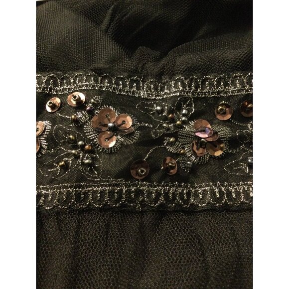 Vtg 90s Babydoll Whimsigoth Dress Robbie Bee Sleeveless Beaded Sequin 16W Black - Picture 10 of 11